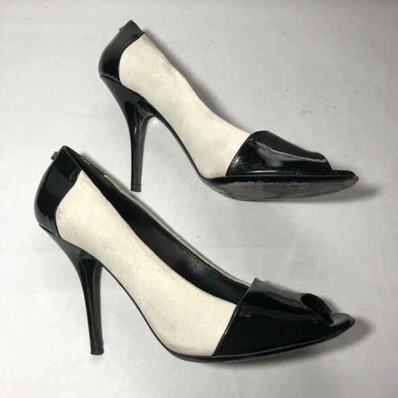 Gucci Peep Toe Black White Suede Bacall 10.5 - Picture 4 of 8